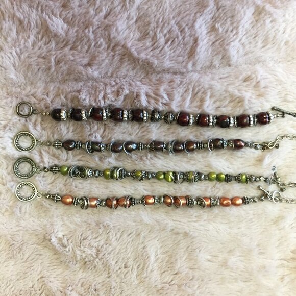 Dyed Cultured Pearl Bracelets Set of 4 - Picture 5 of 7